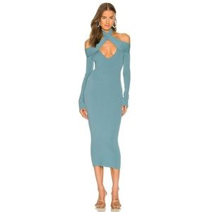 Michael Costello x REVOLVE Lora Blue Halter Midi Dress